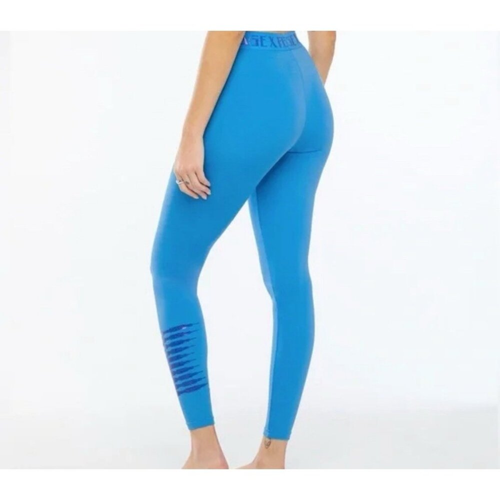 Savage X Fenty Leggings Womens Large Vaporwave Forever Malibu Blue Full Ankle